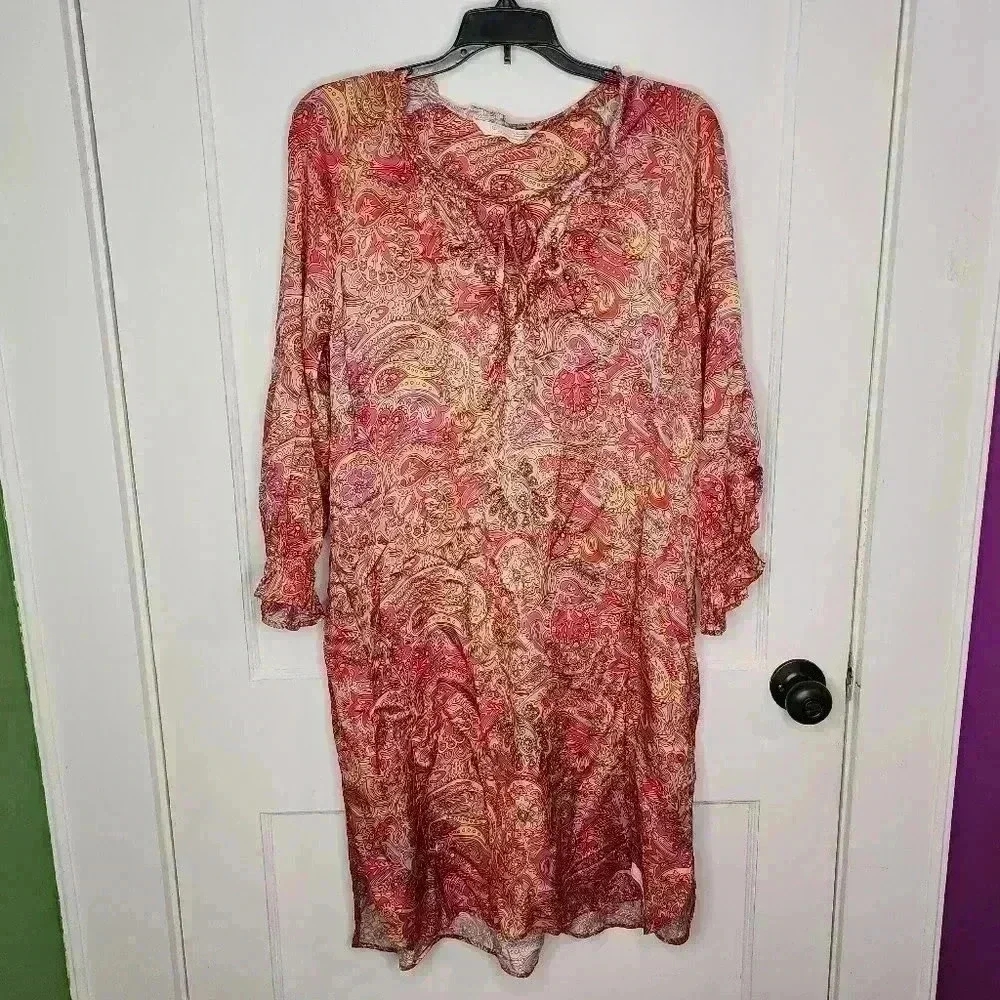 Odd Molly Deep Groove Garden Dress Size 3 / Large Pink Paisley Silky Viscose - Picture 2 of 7
